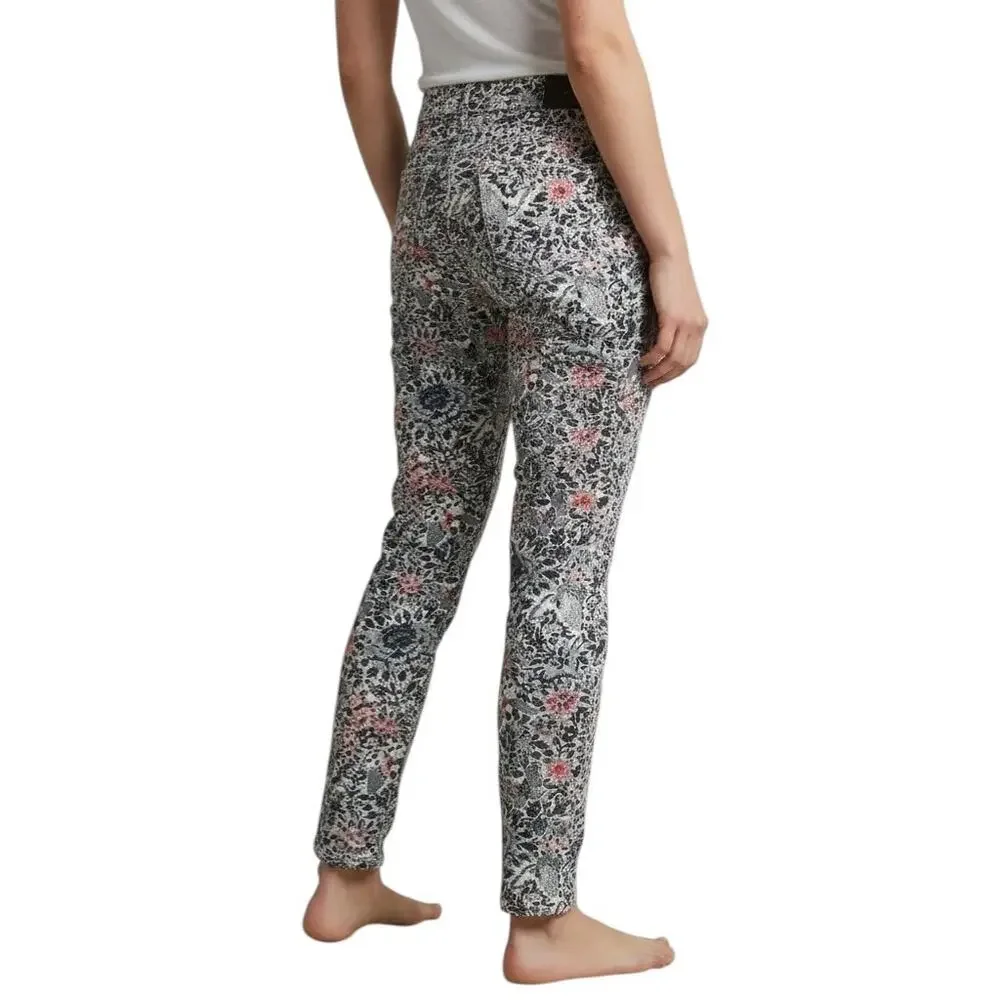 Tory Burch Blue Printed Mid-Rise Skinny Leg Jeans, US24